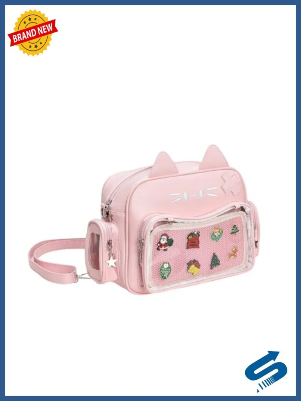 Kawaii Cat Ita Bag Crossbody Shoulder Backpack with Pin Display Insert